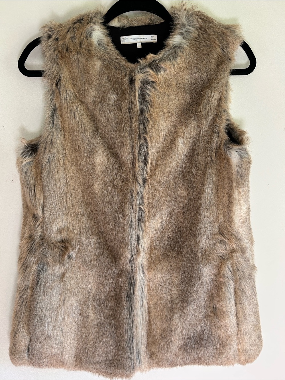 Zara Faux Fur Vest in Taupe Brown